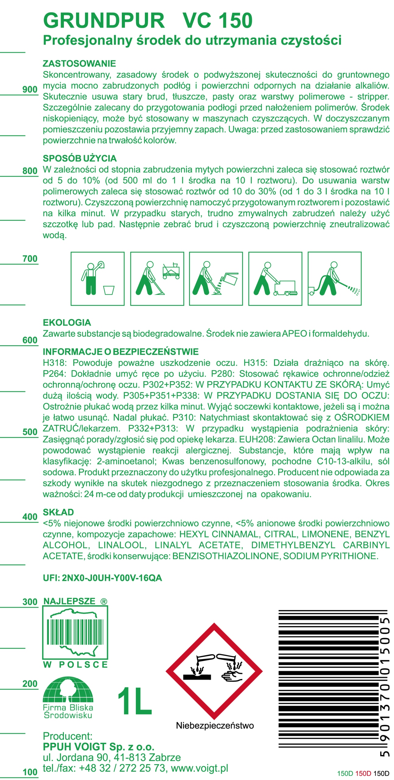 Voigt Grundpur VC 150 środek do silnie zabrudzonych powierzchni 1L - obrazek 4
